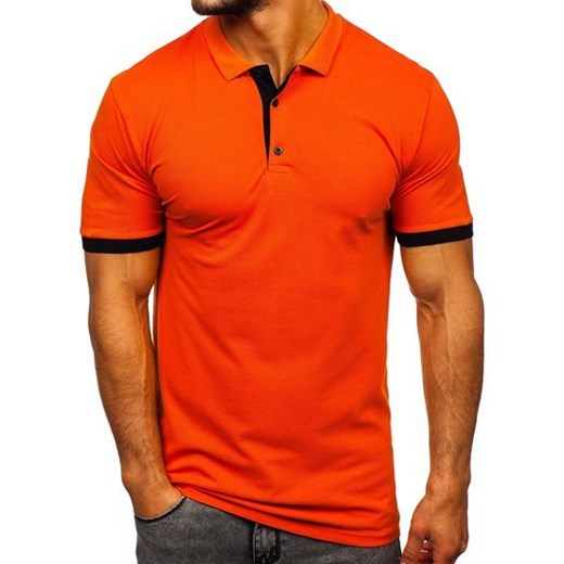 Denley t-shirt męski pomarańczowa z bawełny bez wzorów 