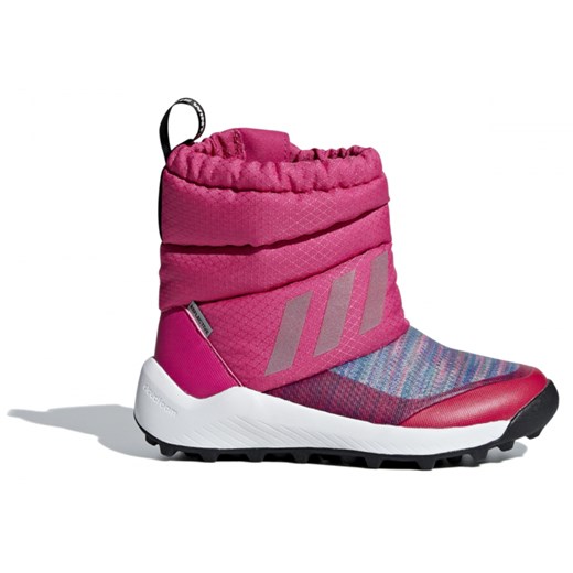 Buty zimowe dziecięce Adidas różowe śniegowce bez zapięcia z tkaniny 