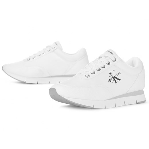 Białe buty sportowe damskie Calvin Klein do fitnessu reebok nylon bez wzorów na platformie sznurowane 