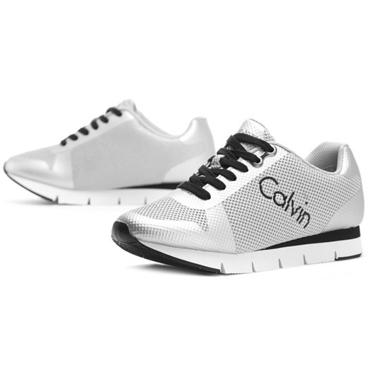 Buty sportowe damskie Calvin Klein sneakersy białe wiązane płaskie bez wzorów 