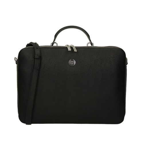 Tommy Hilfiger torba na laptopa męska czarna ze skóry ekologicznej 