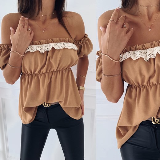Bluzka Doria Lace camel | varlesca.pl UNI VARLESCA