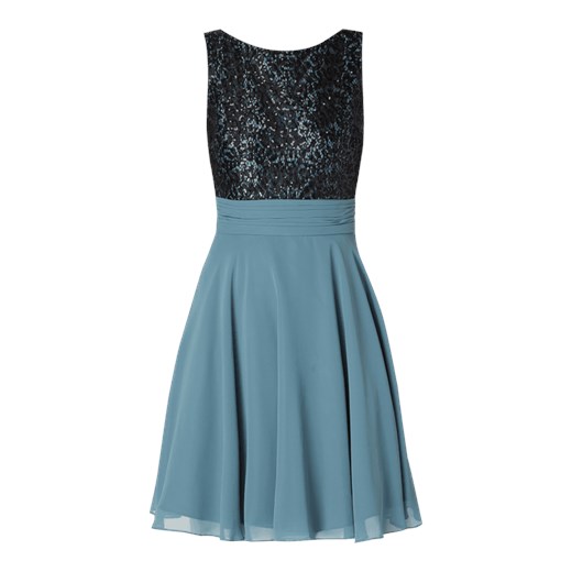 Sukienka Jake*s Cocktail niebieska rozkloszowana elegancka z aplikacją 