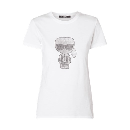 T-shirt z logo z ozdobnych kamieni  Karl Lagerfeld M Peek&Cloppenburg 