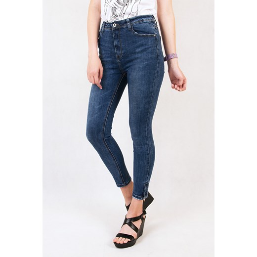 Spodnie jeansowe z zamkiem przy nogawce   XS berry.com.pl