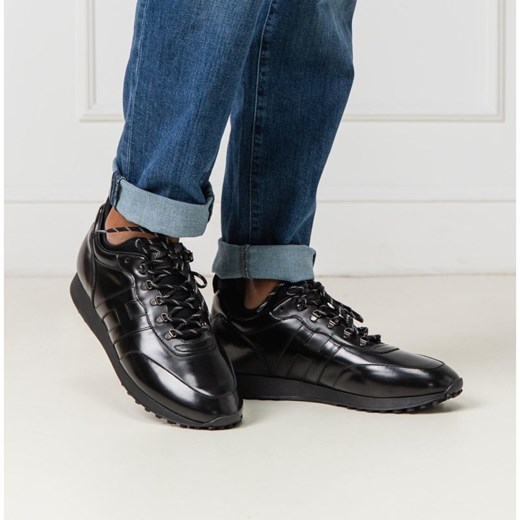 Buty sportowe męskie czarne Hogan zimowe sznurowane skórzane 