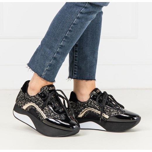 Sneakersy damskie czarne Liu jo jesienne bez wzorów sznurowane młodzieżowe 