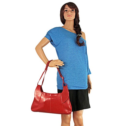 DAN-A T101 czerwona torebka skórzana damska listonoszka skorzana-com niebieski z kieszeniami