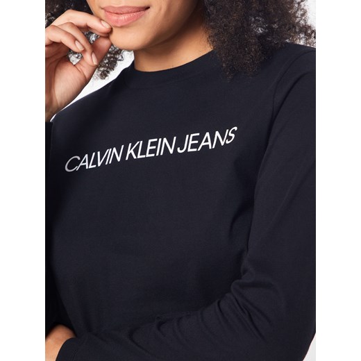 Bluzka damska Calvin Klein z długim rękawem czarna z jerseyu 