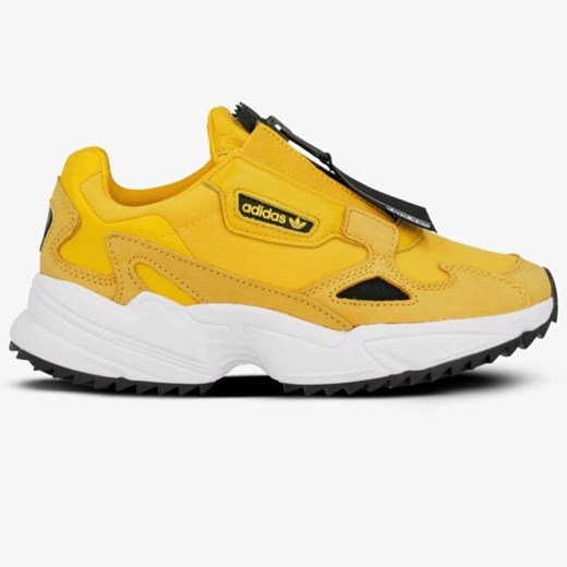 Buty sportowe damskie Adidas sneakersy żółte na płaskiej podeszwie na wiosnę bez wzorów 