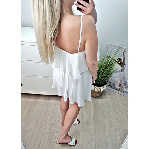 Sukienka plisowana mini WHITE (S)   S MON BOUTIQUE