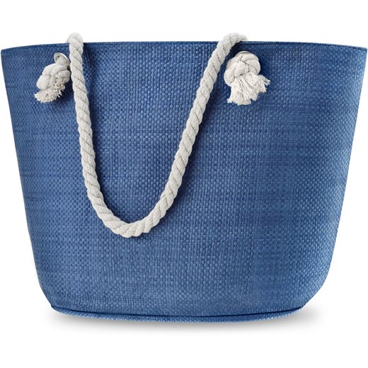 Marynarska torba plażowa duża pleciona torebka letnia shopper na sznurkach kotwica - granatowy world-style.pl