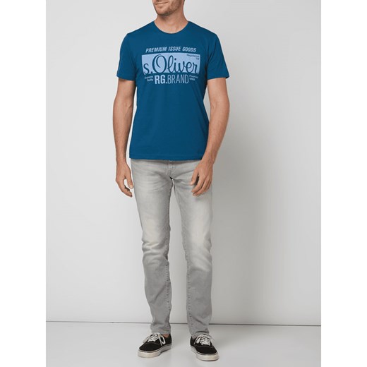 T-shirt męski S.oliver Red Label niebieski z krótkim rękawem z bawełny 