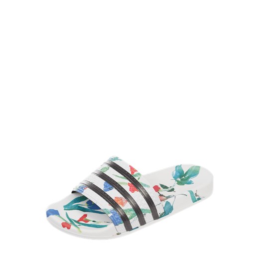 Klapki damskie Adidas Originals casual w kwiaty na płaskiej podeszwie