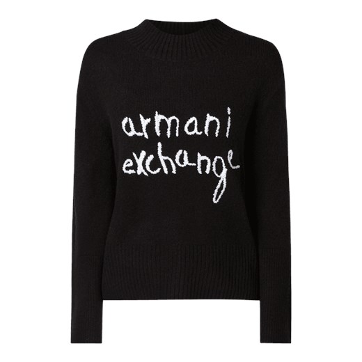 Sweter damski czarny Armani z okrągłym dekoltem 