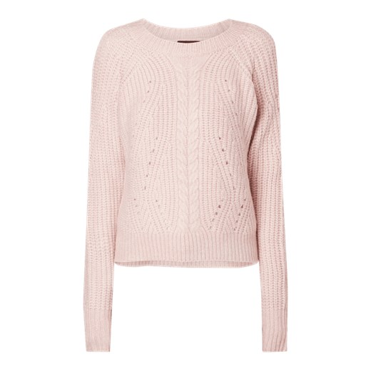 Sweter damski różowy Bardot gładki 