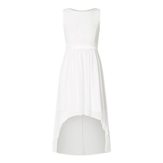Sukienka Jake*s Cocktail asymetryczna biała z aplikacjami  elegancka szyfonowa mini 
