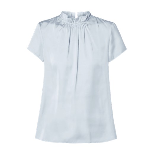 Jake*s Collection bluzka damska z krótkimi rękawami biała z satyny z okrągłym dekoltem 