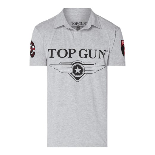 T-shirt męski Top Gun z elastanu szary z krótkim rękawem w nadruki 