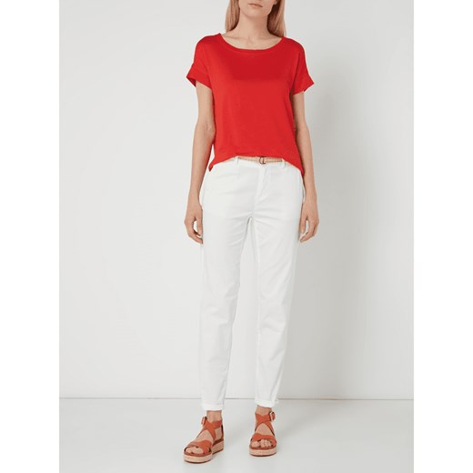 Bluzka damska S.oliver Red Label bez wzorów czerwona z elastanu z krótkim rękawem 