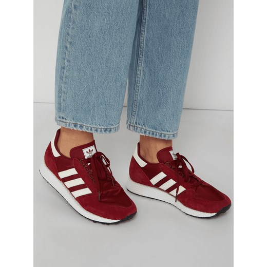 Adidas Originals buty sportowe damskie sneakersy młodzieżowe bez wzorów płaskie czerwone skórzane 