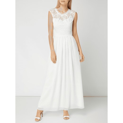 Sukienka Swing biała maxi elegancka z okrągłym dekoltem balowe 