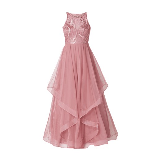 Sukienka V.m. rozkloszowana różowa z aplikacją maxi na karnawał 