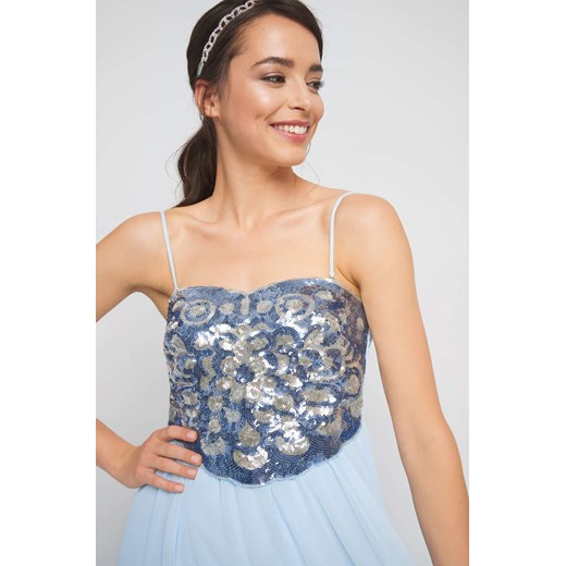 Sukienka ORSAY maxi niebieska na ramiączkach na urodziny z dekoltem v 