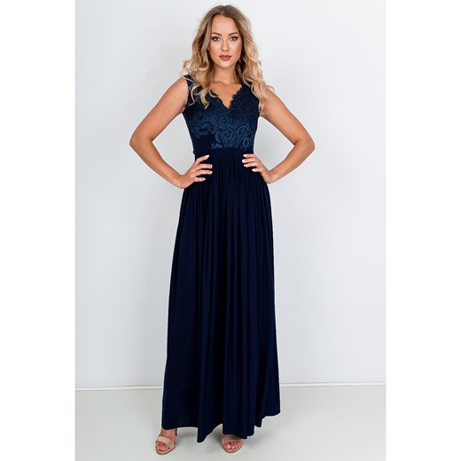 Sukienka niebieska Zoio maxi z elastanu karnawałowa elegancka bez wzorów 