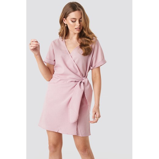 NA-KD Overlap Knot Mini Dress - Pink  NA-KD 34 