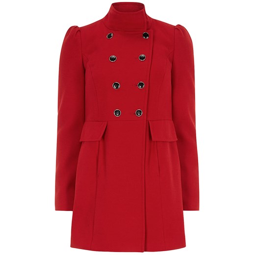Red funnel neck coat dorothy-perkins czerwony płaszcz