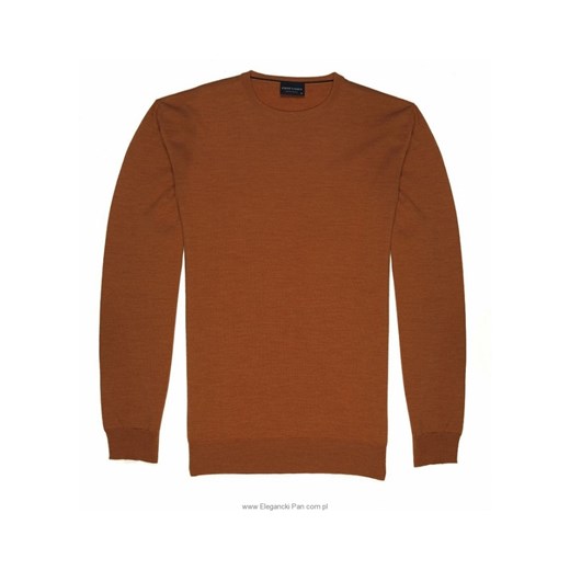 Sweter / pulower O-neck z wełny z merynosów kolor ceglasty eleganckipan-com-pl brazowy do ciała