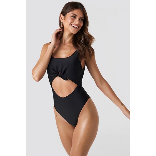 Gerda x NA-KD Cut Out Knot Detail Swimsuit - Black Gerda X Na-kd L NA-KD