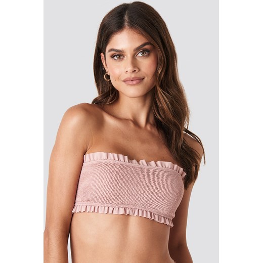 Gerda x NA-KD Frilled Smocked Bikini Top - Pink Gerda X Na-kd  M NA-KD