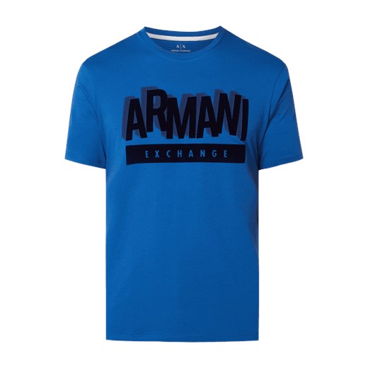 T-shirt z o kroju regular fit z nadrukiem flokowym z logo Armani  L Peek&Cloppenburg 