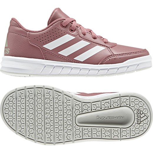 Buty sportowe dziecięce różowe Adidas bez wzorów sznurowane 