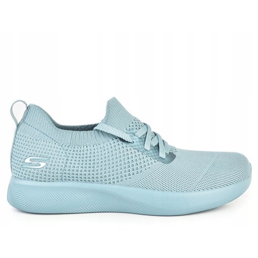 Niebieskie buty sportowe damskie Skechers płaskie 
