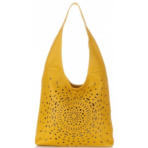 Vittoria Gotti Ażurowe Torebki Skórzane typu ShopperBag Żółte (kolory)