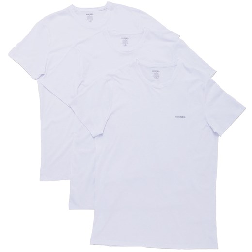 Biały t-shirt męski Diesel bez wzorów z krótkimi rękawami 