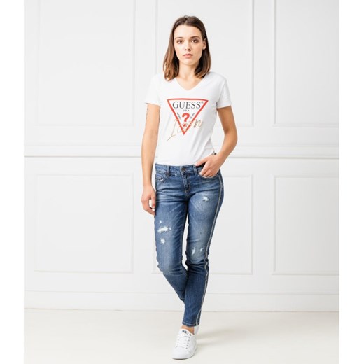 Bluzka damska biała Guess Jeans na wiosnę młodzieżowa 