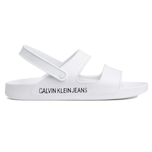 Sandały damskie Calvin Klein bez zapięcia białe sportowe płaskie 