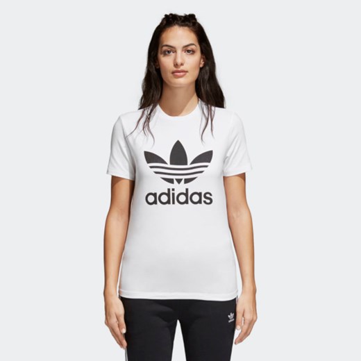 Bluzka sportowa Adidas z napisem z bawełny 