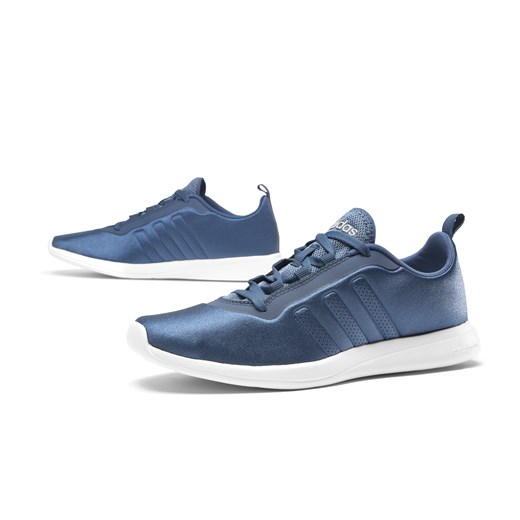 Buty sportowe damskie Adidas cloudfoam niebieskie bez wzorów płaskie 