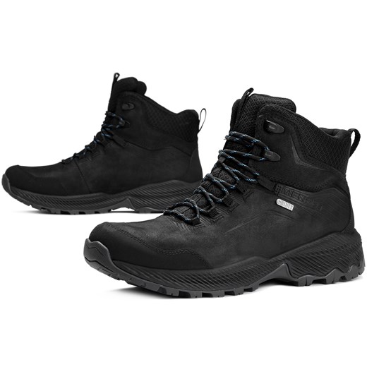 Buty zimowe męskie czarne Merrell sznurowane sportowe skórzane 