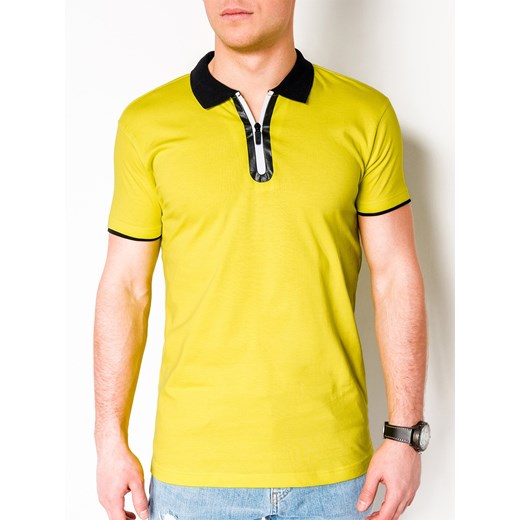 Koszulka męska polo bez nadruku 664S - żółta  Edoti.com XL  wyprzedaż 