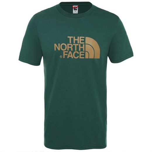 The North Face koszulka sportowa bawełniana zielona z napisami 
