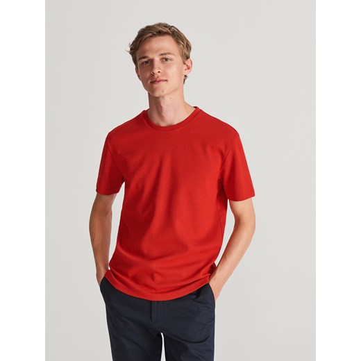 Reserved - T-shirt ze strukturalnej dzianiny - Czerwony Reserved  XL 