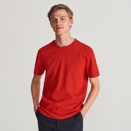 Reserved - T-shirt ze strukturalnej dzianiny - Czerwony Reserved  XL 