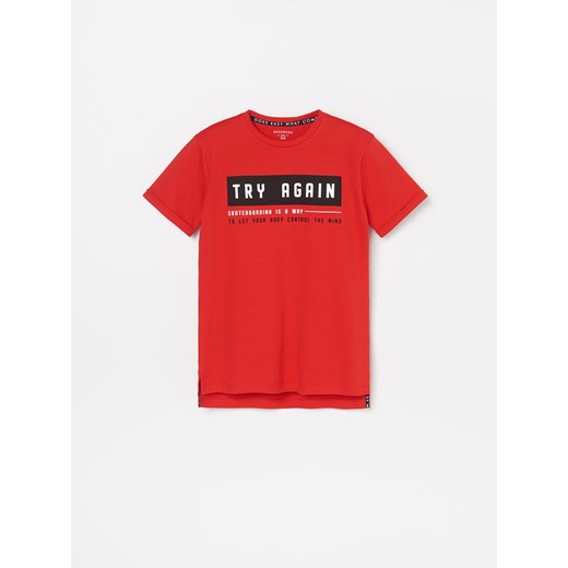 Reserved - Bawełniany T-shirt z nadrukiem - Czerwony  Reserved 122 