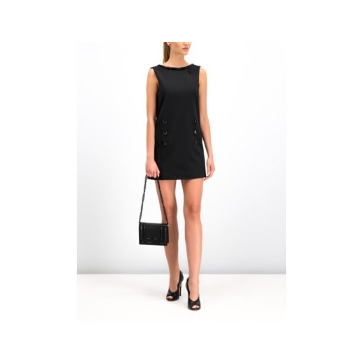 Sukienka czarna Elisabetta Franchi prosta z aplikacją 